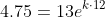 4.75 = 13e^{k \cdot 12}